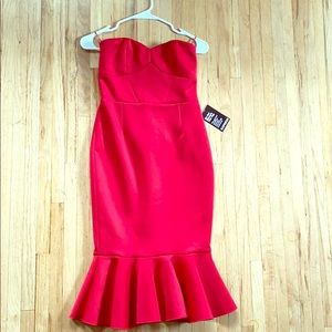 Express red strapless mermaid dress red